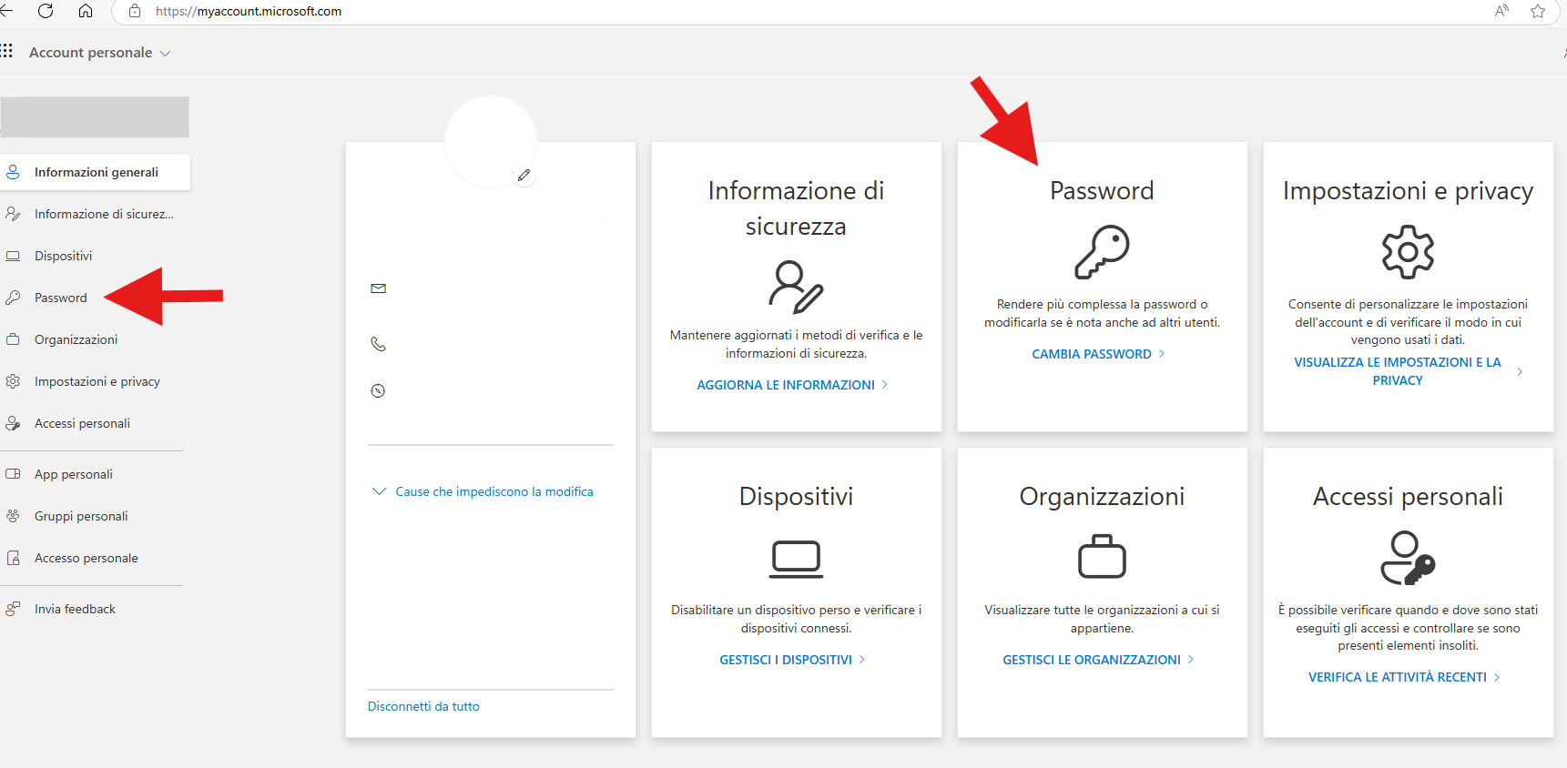 Immagine indicazione cambio password